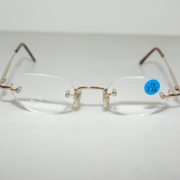(NWT) Vintage 90's Octagon Shape Rimless Reading Glasses +2.00 (S.Gold) - Picture 1 of 3